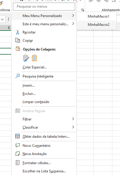 menu personalizado macros