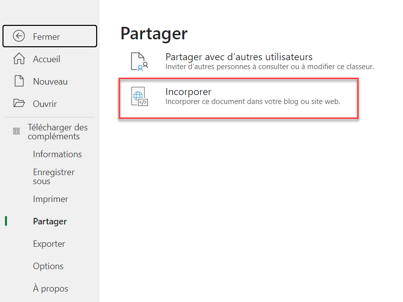 microsoft 365 integrer html partager