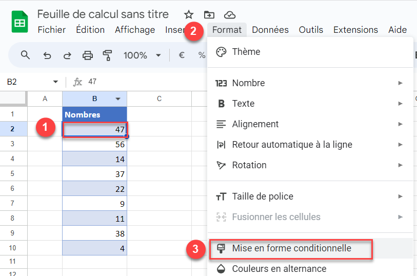 mise en forme conditionnelle gs