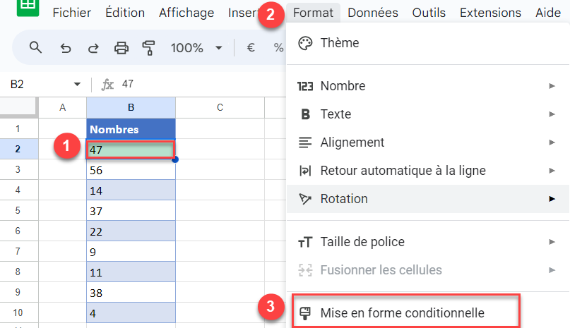 modifier regles mise en forme