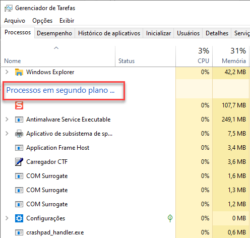 processos segundo plano