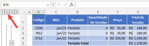 recolher estrutura tópicos