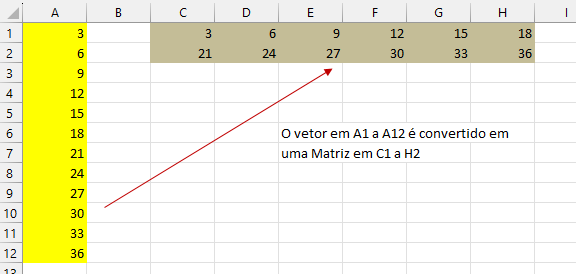 resultado converter matriz