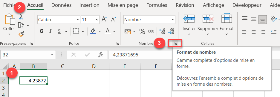 ruban format de nombres