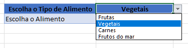 seleciona lista fixa vegetais