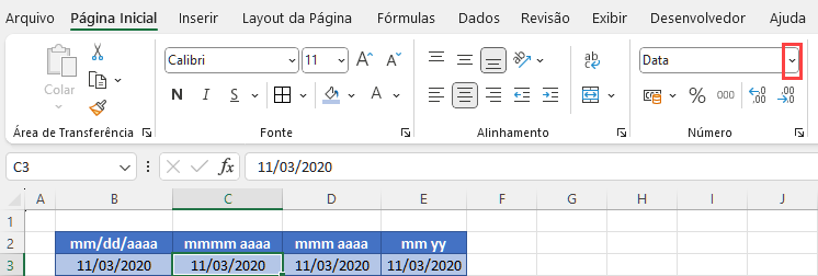 seleciona -menu data