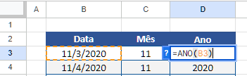 sintaxe funcao ano google