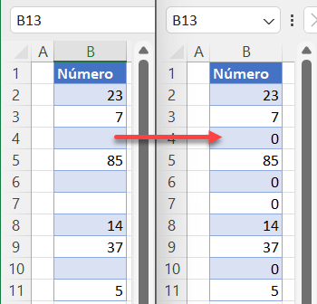 substitui em branco 1