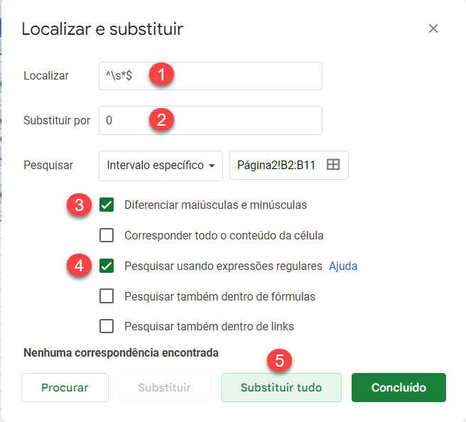 substitui em branco 7