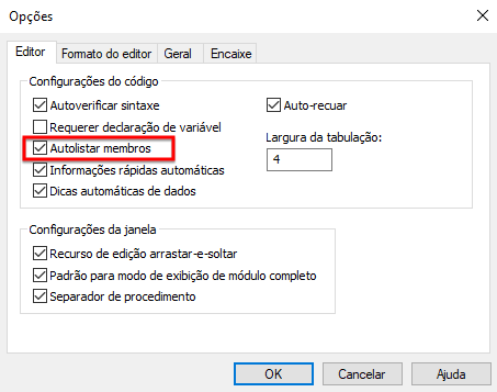 vba erro 438 autolistar membros