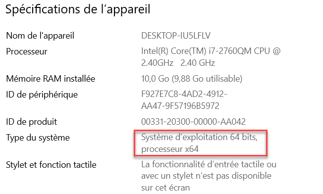 windows 10 a propos