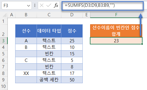 공백합계 선수이름빈칸