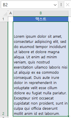 긴 텍스트가 있는 셀