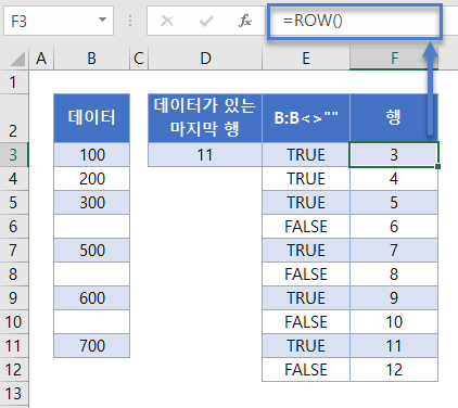 데이터마지막행 행번호