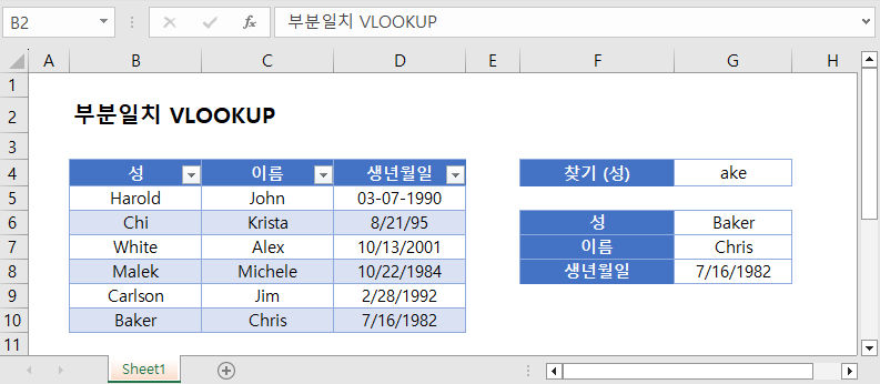 부분일치vlookup 인트로