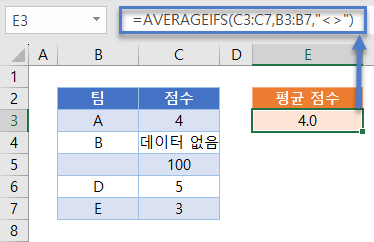 빈칸아닌셀평균 AVERAGEIFS