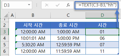 시간차이계산 text함수