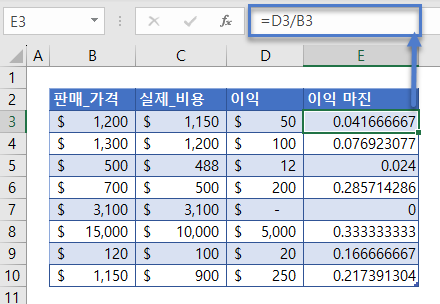 이익마진 마진율계산 업데이트