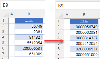 코드 표 자릿수 통일하기