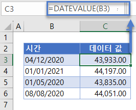 텍스트숫자변환 datevalue