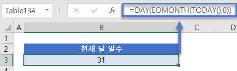 한달의일수 EOMONTH DAY TODAY