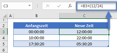 12 Stunden zur Zeit hinzuaddieren