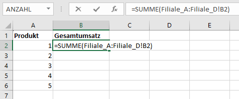 3D Zellbezuege durch SUMME Funktion aufsummieren