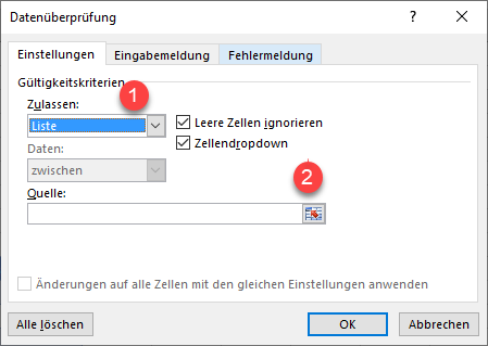 Automatisches Ergaenzen Datenueberpruefung Option Liste