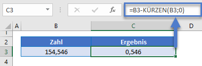 Dezimalteil mit KUERZEN Funktion berechnen