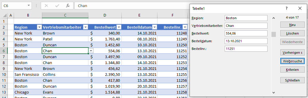 Eingabemasken mit Drop Down Liste in Excel