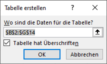 Excel Option Tabelle einfuegen Bereich festlegen
