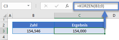 Ganzzahligen Teil mit KUERZEN Funktion berechnen