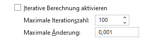 Iterative Berechnung in Excel aktivieren