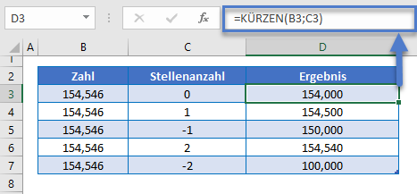 KUERZEN Funktion zum Runden verwenden