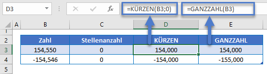 KUERZEN vs GANZZAHL Funktion