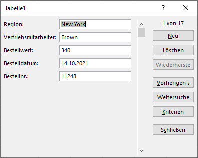 Neue Eingabemaske generieren