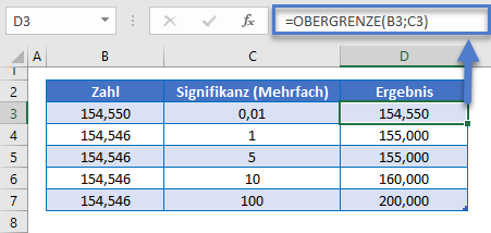 OBERGRENZE Funktion verwenden