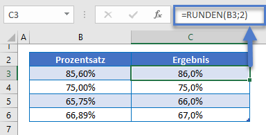 Prozentsaetze mit RUNDEN Funktion runden