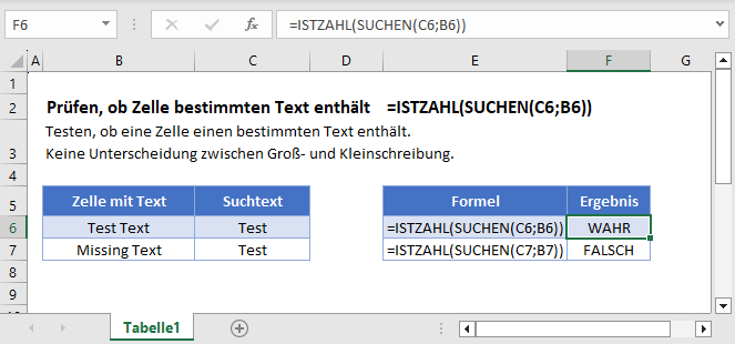 Pruefen ob Zelle bestimmten Text enthaelt Hauptfunktion