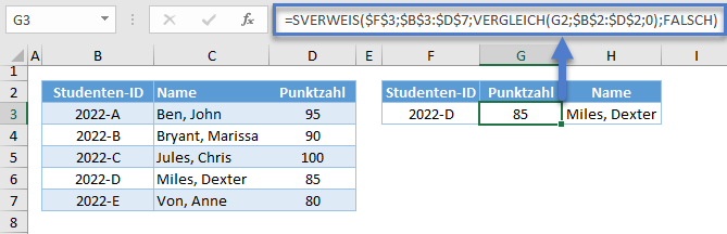 SVERWEIS Rueckgabe mehrerer Spalten mit VERGLEICH Funktion