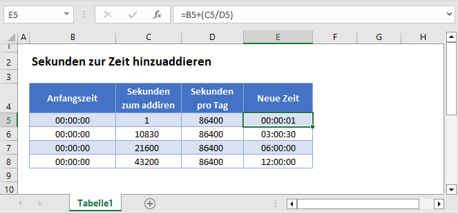 Sekunden zur Zeit hinzuaddieren Hauptfunktion