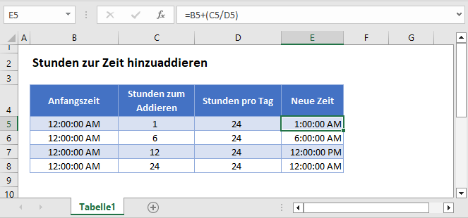 Stunden zur Zeit hinzuaddieren Hauptfunktion