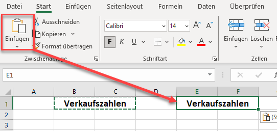 Verbundene Zellen in Excel einfuegen