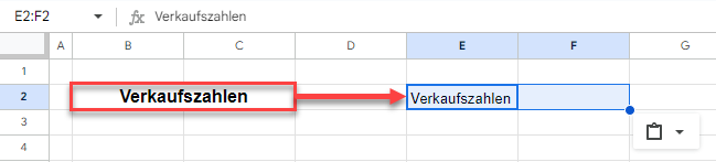 Verbundene Zellen in Google Sheets mit Option Nur Werte eingefuegt