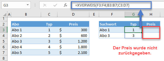 XVERWEIS funktioniert nicht Grund Array Dimensionen