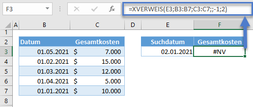 XVERWEIS funktioniert nicht Grund Nachschlage Array nicht sortiert