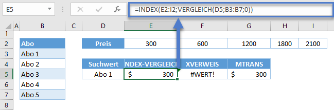 XVERWEIS funktioniert nicht vs INDEX VERGLEICH