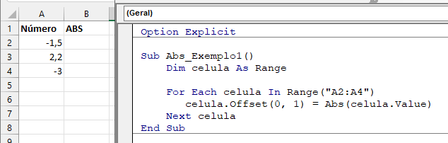 abs excel antes executar