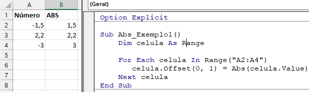 abs excel depois executar