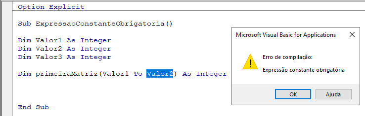 erro expressao constante obrigatoria